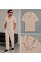 Men's Corded Fabric Ottoman Fabric Polo Collar T-Shirt Pants Bottom Top Set