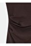 91688 Gathered Midi Dress-Dark Brown - 8