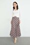 Plaid Patterned Maxi Length Satin Skirt
