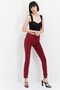 Women Skinny Fit High Waist Ribbed Stretchable Denim Jeans, Red - 4