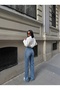 Women's Blue Washed Wide Leg High Waist Lycra Jean Denim Trousers Jessi̇ca-Açmavi̇ - 5