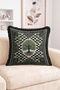 Tree of Life with Roots Patterned Green Black Checkerboard and Celtic Motif Fringed Throw Pillow Cover - 2