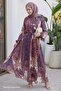 Ethnic Pattern Buttoned Plum Chiffon Dress - 2