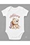 Happy Teddy Bear Happy Printed Baby Bodysuit with Snap Fasteners