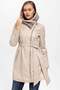 Beige Julia Knitwear Hooded Belted Genuine Women's Leather Coat - 2