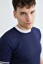 Corded Fabric Piped Crew Neck Knitwear T-Shirt - 5