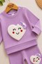 Baby girl heart applique ribbed 2-piece bottom top set seasonal tracksuit set 6-12-18 months old - 3
