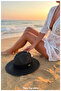 Classic Striped Straw Fedora Hat – Summer Beach and Travel Hat - 7