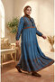 Indigo Viscose Plus Size Dress - 4084-07 Floral Pattern - 2