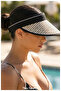 Women's Straw Visor Hat - Adjustable Sports and Beach Visor with Black Stripe (57-58 cm) (100% Paper) - 6