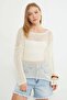 Mesh Knitted Boat Neck Knitwear Blouse - 7