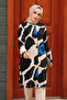 Patterned Black Hijab Tunic 25025S - 2