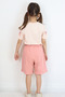 Girl's Shorts Set with Bow Patterned Shorts and Bow Accessories, Ages 1.5-5, Powder - 3