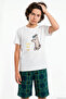 Boy's Shorts Set with Cute Polar Bear Embroidery, Ages 9-12, Ecru