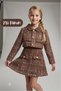 Girl's Fabric Gold Buttoned Crop Jacket Ornamental Pocket Detailed Skirt Set of 2
