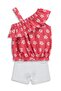 Floral Patterned Flounce Set for 2-5 Years - Red - 4
