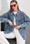 0694 Double Pocket Oversize Denim Jacket - Ice Blue - 3