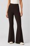 Brown Ribbed Flare Leg High Waist Knitted Leggings