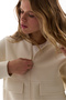 Stone Color Pocket Detailed Scuba Zippered Long Sleeve Jacket - 3