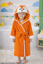 Hooded Children's Bathrobe 100% Cotton Men's Bathrobe Animal Fox Orange