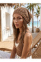 Women's Camel Sea Shell Triangle Tie-Up Mesh Cap and Pareo Hsr2152