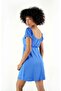 Mini Dress with Front Ruching and Tie-Up Detail (B24-00110) - 3
