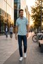 Men's 100% Cotton Standard Fit Polo Neck Water Green T-Shirt - 35883-0283 - 6