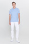 Men's Light Blue 100% Cotton Non-Curling Pique Polo Collar Slim Fit Slim Fit T-Shirt - 8
