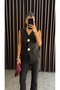 Women's Gold Buttoned Vest Pants Suit - 6