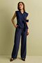 Side Tie Draped Double-Breasted Collared Shirt - 2