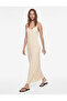 Bürümcük Fabric Long Sheath Dress with Rope Straps and Back Detail