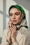100% Twill Silk Striped Floral Patterned Emerald Green - Cream Colored 90X90 Sewing Shape: Hand Sewing Accessory