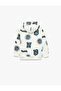 Cotton Printed Embossed Long Sleeve Hooded Oversize Sweatshirt - 4
