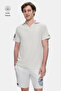 Russel Bone Color Polo Collar Printed 100% Cotton Standard Fit Men's Tshirt