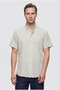 Ds Groom Slim Fit Green Seersucker Short Sleeve Shirt