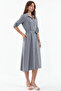 Women's Belted Shirt Dress Gray 1172