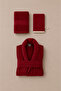 Eldy Men's Robe Set, 3 Pieces, 100% Cotton Certified Shawl Collar Striped Robe Set - Burgundy Color - 2