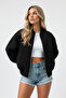 Women's Basic Oversize Zippered Casual Bomber Jacket