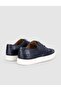 Navy Blue Genuine Leather Men's Oxford Sneaker - 4