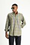 Long Sleeve Regular Fit Plaid Sports Cotton Button Collar Shirt - 3