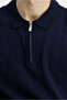 Slim Fit Slim Fit Cotton Patterned Zippered Polo Neck T-Shirt - 7