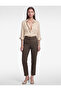 Viscose Blended Regular Fit Plaid Cigarette Trousers with Pockets