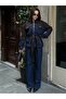 Women's Contrast Tie-Detail Zipper Jacket Pants Denim Set - 5