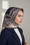 100% Twill Silk Shawl Patterned Navy Blue Colored 90X90 Scarf Sewing Shape: Hand Sewing - 2