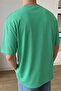 Men's Bntn Green Basic Plain Unprinted Oversize Salas T-Shirt - 3