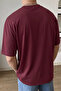 Men's Burgundy Basic Plain Unprinted Oversize Salas T-Shirt - 3