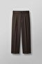 Men's Super Baggy Pleated Wide Leg Gabardine Trousers Dark Brown