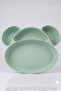 Green Baby Food Plate Set with Mouse Figure and 4 Compartments - Educational Spoon and Fork Set Bpa-Free - 7