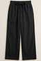 Black 4-Season Elastic Waist Lace-Up Wide-Leg Gabardine Women's Trousers - Comfortable Cut Casual Palazzo with Pockets - 6