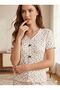 Summer Lycra Women's V-Neck Bow-Decorated Pajama Set - 3